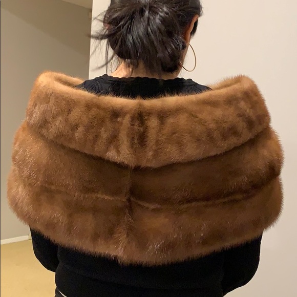 Brown Mink fur shawl Scarves & Wraps